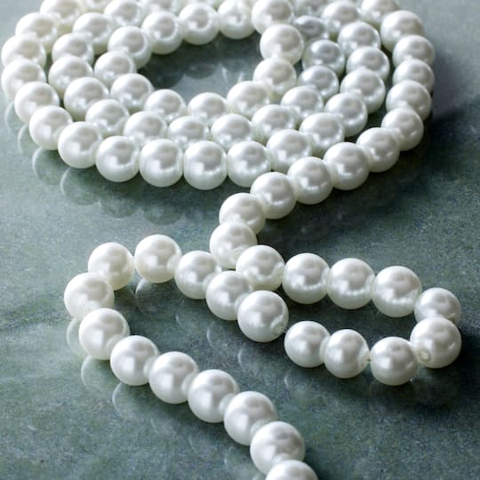 White Pearl Round Beads, 8mm by Bead Landing™